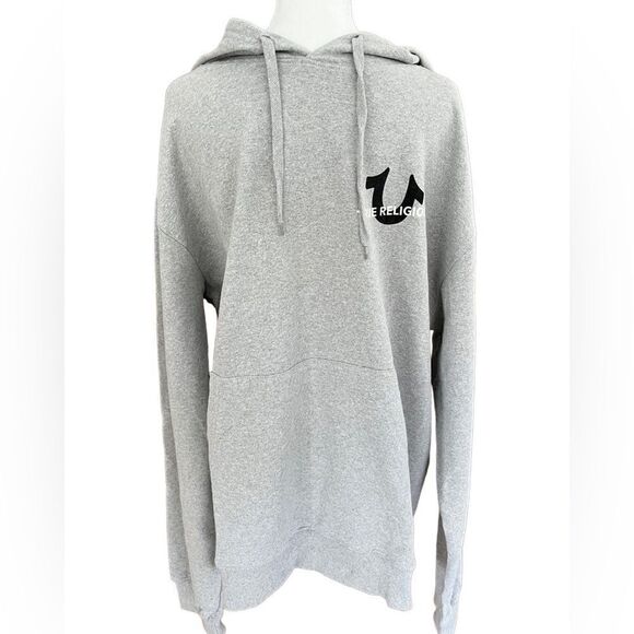 NWT True Religion Gray Slanted TR Repeat
Logo Pullover Hoodie Sweatshirt size XL - Picture 1 of 7